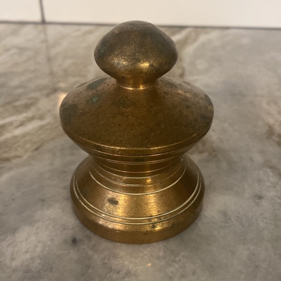 Antique vintage solid brass lidded inkwell stationery primative - Picture 6 of 8